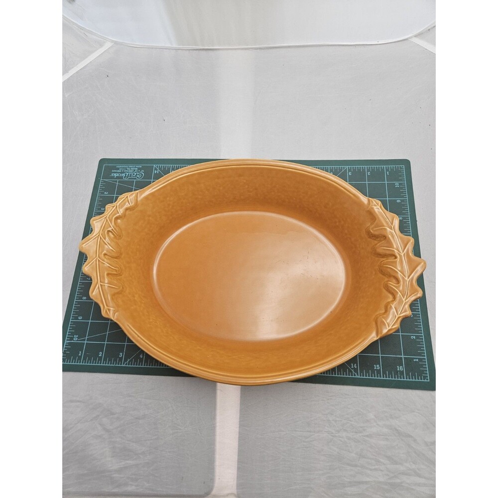 Vintage Appolia Ceramic Casserole Dish Fall Leaves Made in France Orange & Red
